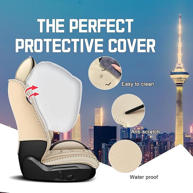 CTDS Car Seat Covers for Mazda CX-5 CX-3 CX-7 CX-9 CX-50 CX-30 CX-70 CX-90 2007-2026, Stylish Sport Seat Cover, Premium Nappa Leather Car Seat Cover.(Standard 5 Seats/Beige)