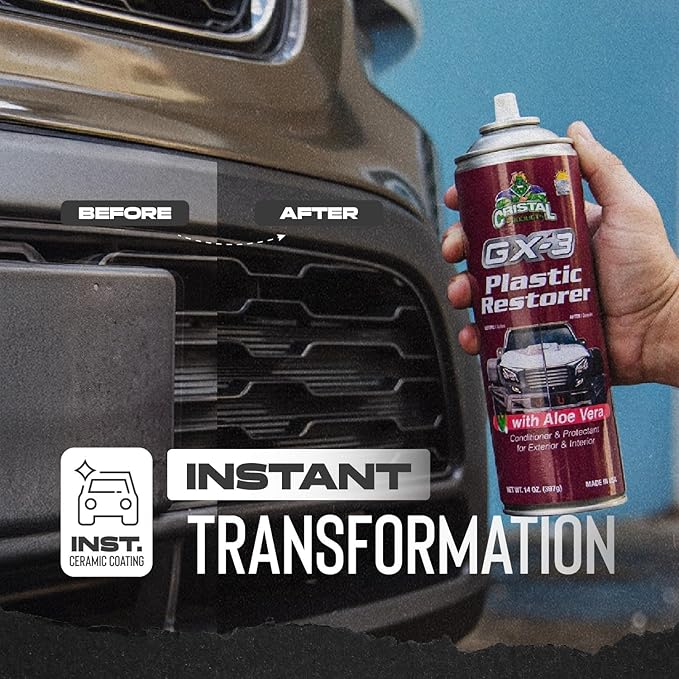 GX-3 Plastic Restorer – Black Plastic Restorer for Cars & Automotive Trim Restorer – Interior Car Cleaner & Exterior Faded Plastic, Vinyl & Rubber Renewer with Aloe Vera 6PK (8 fl oz)