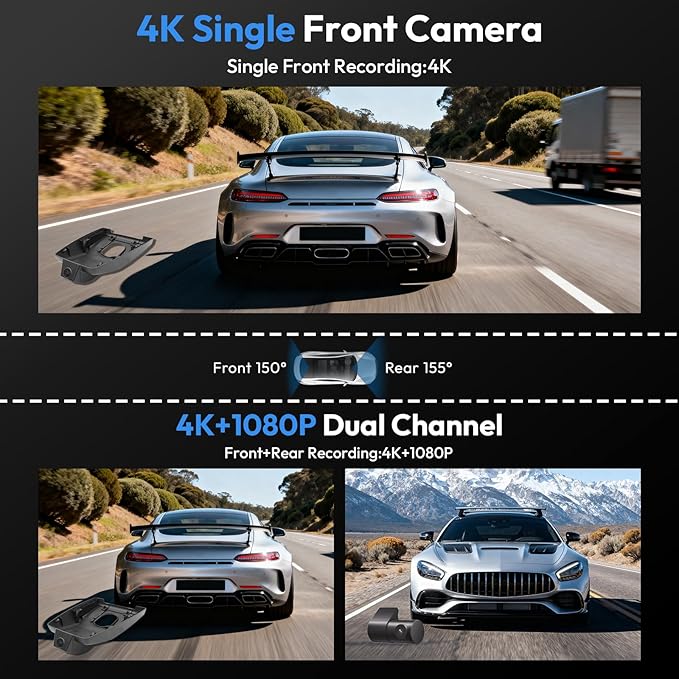 Front 4K & Rear 1080P Dash Cam for Toyota Highlander 2020-2026 L LE Limited XLE XSE Platinum UX70 (Gen4),OEM Factory Look,WiFi & APP,G-Sensor,Loop Recording,Plug & Play,128GB Card