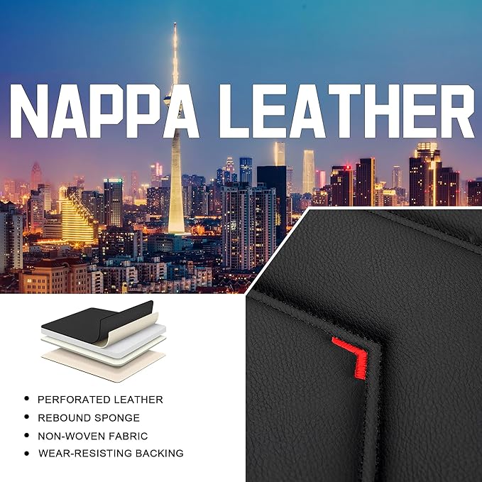 CTDS Car Seat Covers for Jeep Grand Cherokee L 2021-2026, Stylish Sport Seat Cover, Premium Nappa Leather Car Seat Cover. Automobile Seat Covers Sets.(Luxury 5 Seats/Black)
