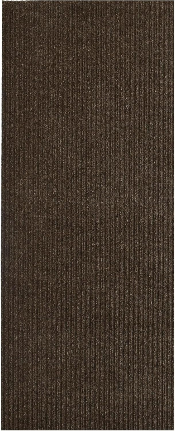 iCustomRug Spartan Weather Warrior Indoor/Outdoor Utility Ribbed Carpet Runner with Non-Slip Thermoplastic Rubber Backing, 6ft X 16ft in Brown