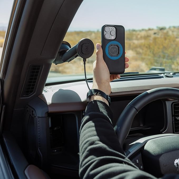 Quad Lock Heavy Duty Suction Car Phone Mount with MAG Phone Case and MAG Wireless Charging Head for iPhone 14 Plus