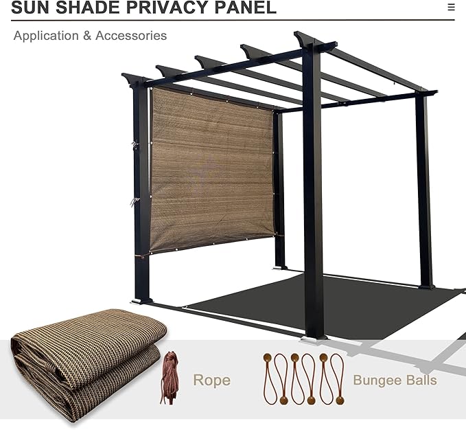 Alion Home Sun Shade Privacy Panel with Grommets and Hems on 4 Sides for Patio, Awning, Window, Pergola or Gazebo - Mocha Brown (8' x 16')