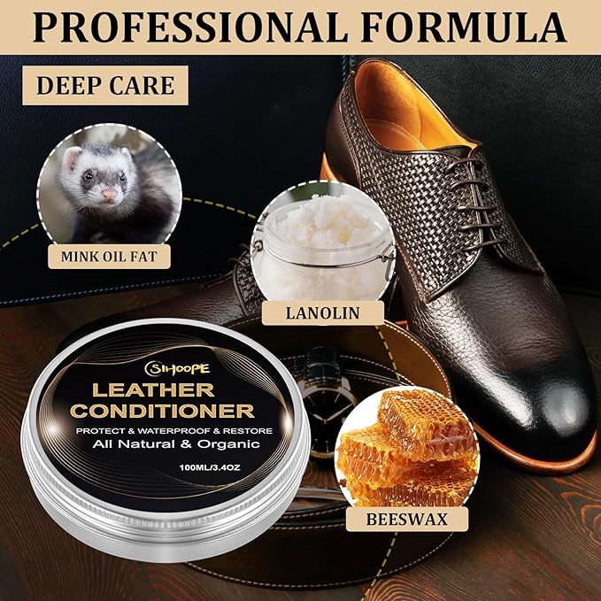 8.8oz Leather Recoloring Balm with 100ml Mink Oil,Gray Leather Repair Kit for Furniture,Leather Repair Cream,Leather Scratch Repair for Car Interior,Leather Conditioner for Couch