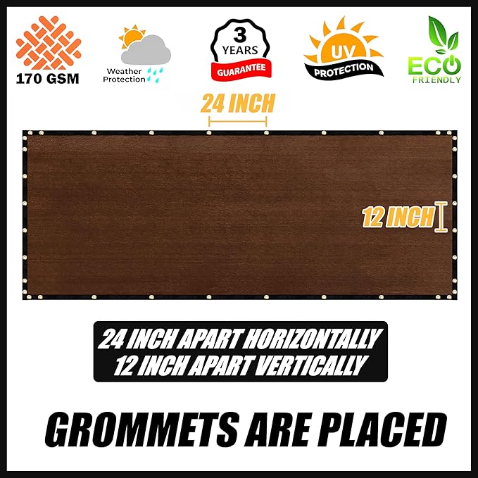 Royal Shade Custom Size 5' x 4' Brown Fence Privacy Screen Windscreen Cover Netting Mesh Fabric Cloth - Cable Zip Ties Included (We Make Custom Size)