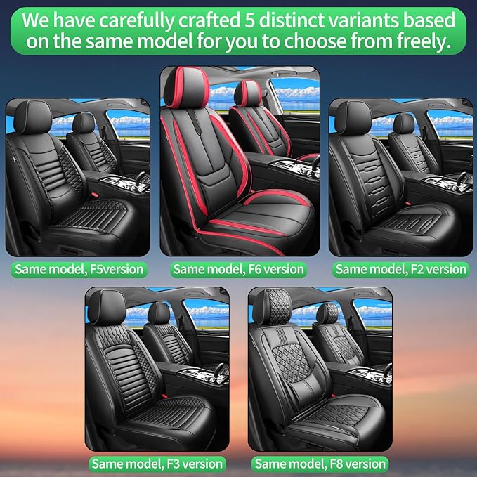Fit Camry Car Seat Covers for Toyota Camry 2012-2024 2025 2026 -Upgraded Premium Waterproof & Breathable Leather,Airbag Compatible,All-Weather Seat Cushion Protector,2 Front/Black-Red