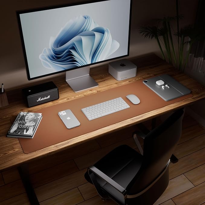 Aothia Leather Desk Pad Protector, Office Mat, Large Mouse Pad, Laptop Desk Pad