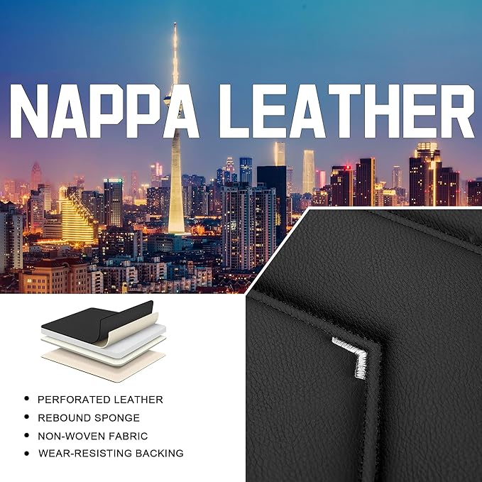 CTDS Car Seat Covers for Honda Accord 2000-2026, Stylish Sport Seat Cover, Premium Nappa Leather Car Seat Cover. Automobile Seat Covers Sets.(Luxury 2 Seats/Black White)