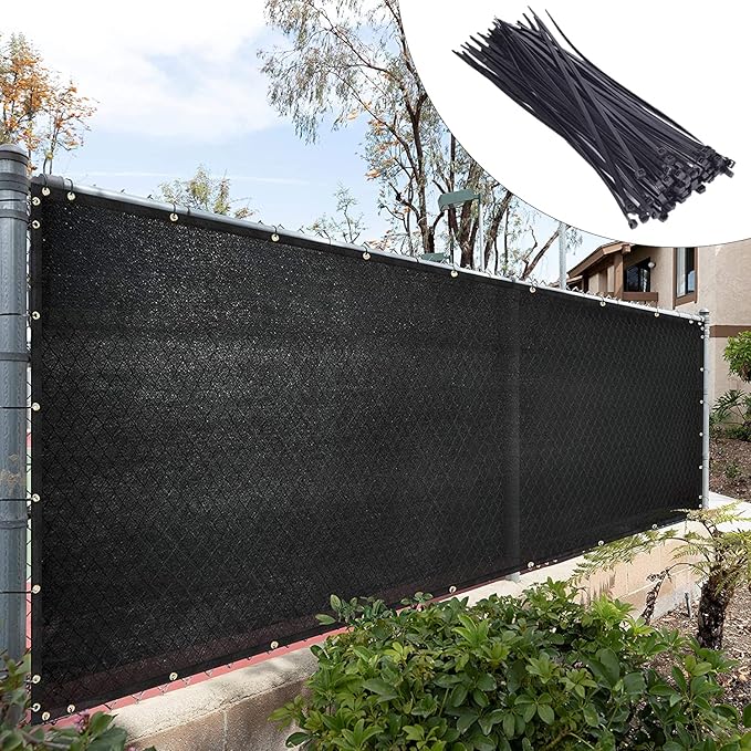 Royal Shade Custom Size 5' x 175' Black Fence Privacy Screen Windscreen Cover Netting Mesh Fabric Cloth - Cable Zip Ties Included (We Make Custom Size)