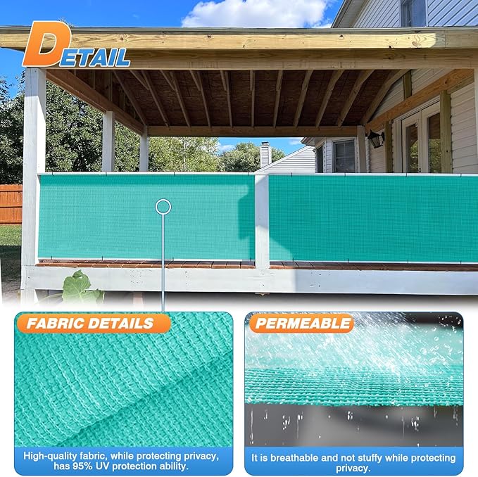 TANG Sun Shade Fabric Roll 8'x101' Shade Cloth for Garden Turquoise Green HDPE Mesh Shading Pergola Cover Replacement Canopy, 95% Blockage Sunshades for Outdoor Patio Backyard Plant