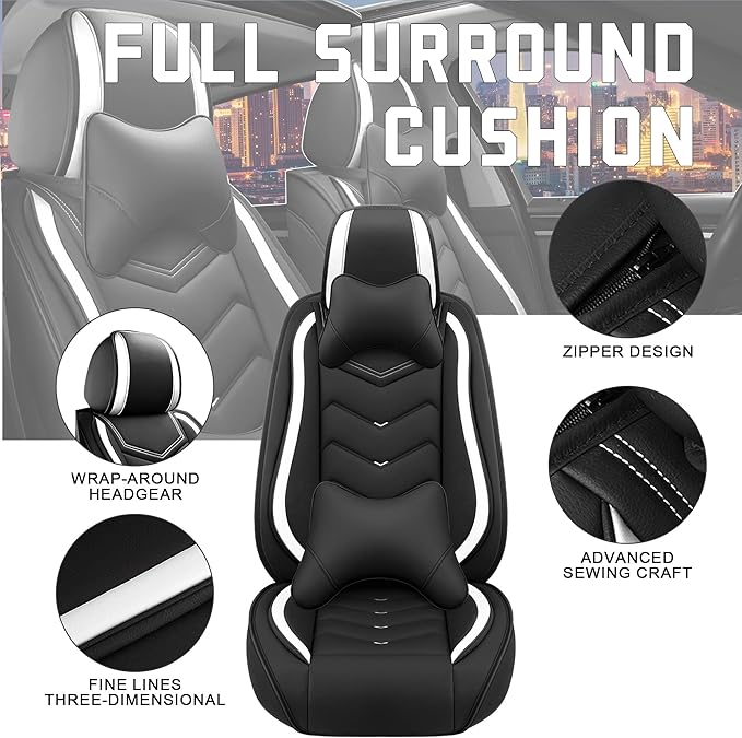 CTDS Car Seat Covers for Honda HR-V 2016-2026, Stylish Sport Seat Cover, Premium Nappa Leather Car Seat Cover. Automobile Seat Covers Sets.(Luxury 5 Seats/Black White)