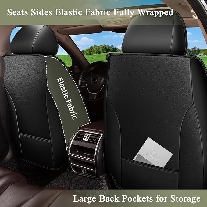 Car Seat Covers Front Pair for Subaru Forester 2007-2025 2026: Breathable Perforated Leather Seat Cover (Black&Grey)