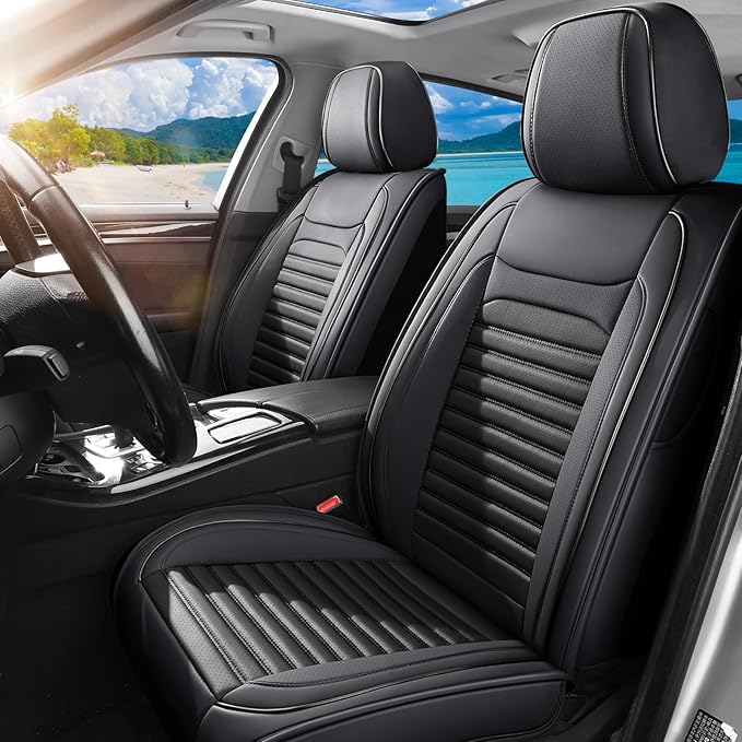 Car Seat Covers Full Set Fit for Toyota Avalon 2001-2022, Premium Faux Leather Car Seat Protector,Breathable Anti-Slip Full Wrapping Edge Seat Covers(Black,Full Set)