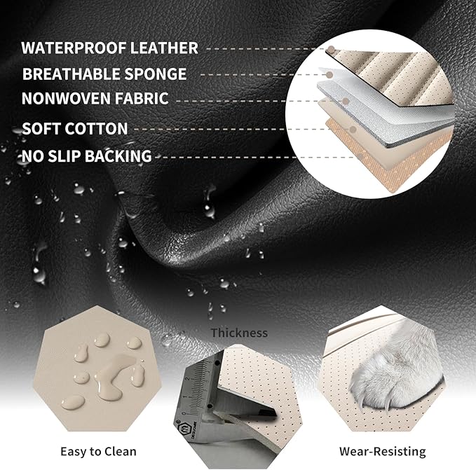 Car Seat Covers Full Set Fit for Toyota Avalon 2001-2022, Premium Faux Leather Car Seat Protector,Breathable Anti-Slip Full Wrapping Edge Seat Covers(Beige,Full Set)
