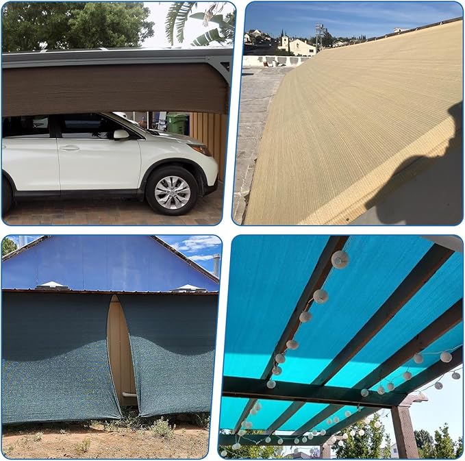 TANG Sun Shade Fabric Roll 8'x1' Shade Cloth for Garden Turquoise Green HDPE Mesh Shading Pergola Cover Replacement Canopy, 95% Blockage Sunshades for Outdoor Patio Backyard Plant