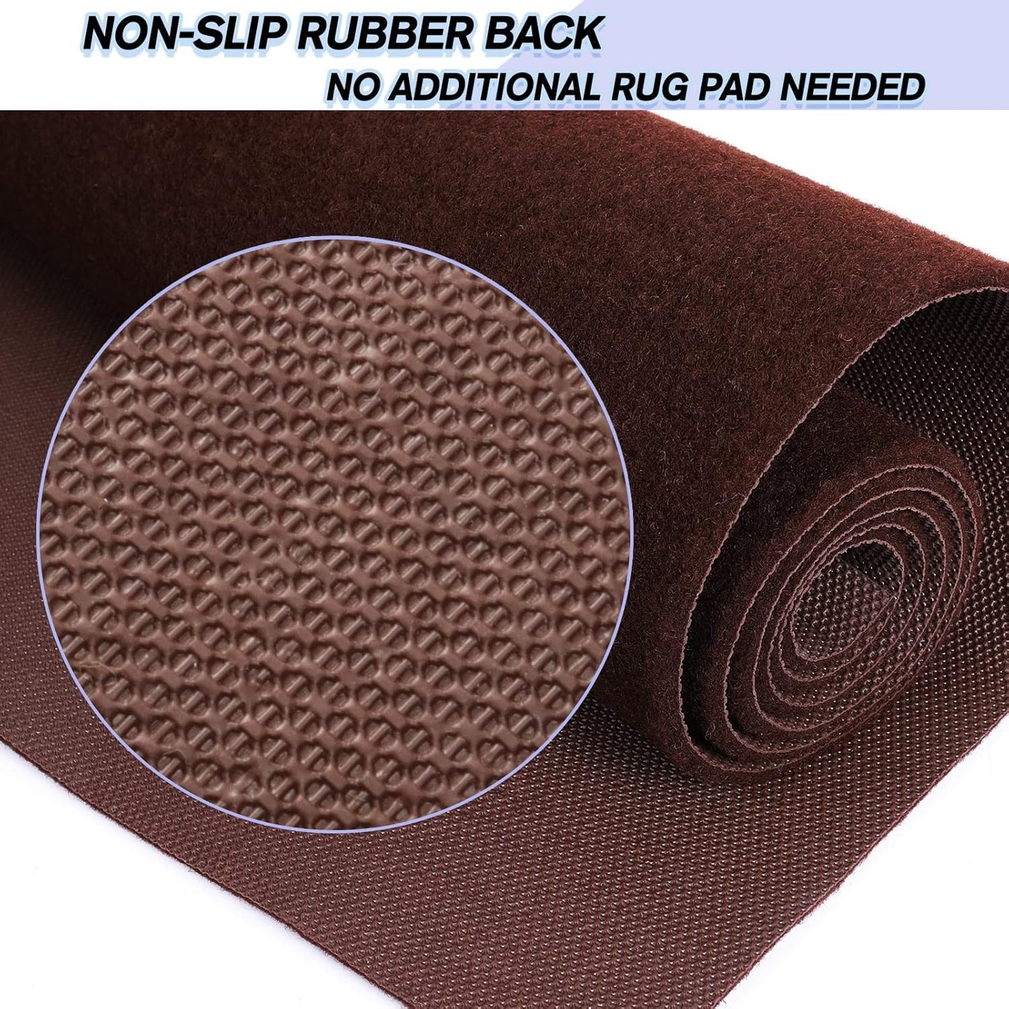 Custom Size Backed Non-Slip Area Rugs Runner, Easy Clean, Waterproof Runner Rugs for Hallway Entryway, Kitchen, Laundry, 4FT x 34FT, Brown