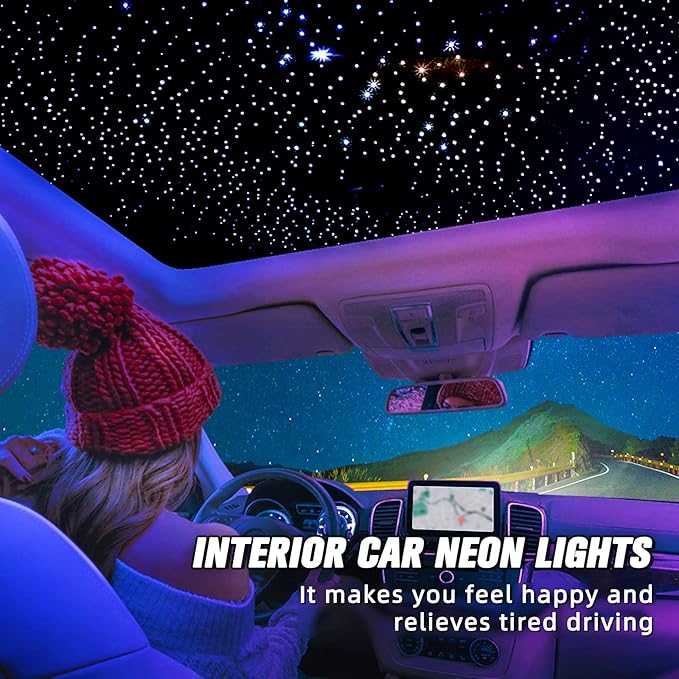 16W Starlight Headliner Kit, Star Lights for Car Roof&Home Decoration, Fiber Cable 450pcs of(0.03+0.04+0.06in)*9.8ft RGBW Star Light Headliner with Bluetooth APP/Remote/Music Mode