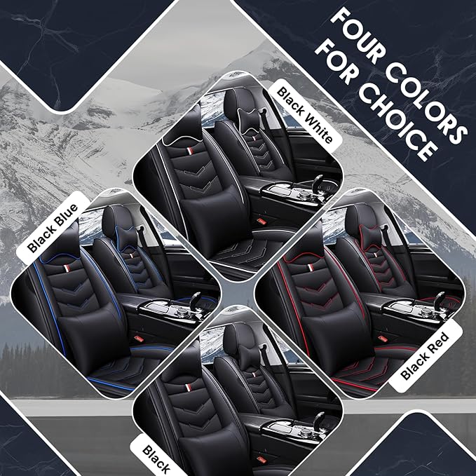 Car Seat Cover 2 Seats for Chevrolet Camaro 2000-2024, Durable Wear Resistant Waterproof Vehicle Cushion Covers, Breathable No Odor Premium Leather Vehicle Seat Covers.(Luxury,Black Blue)