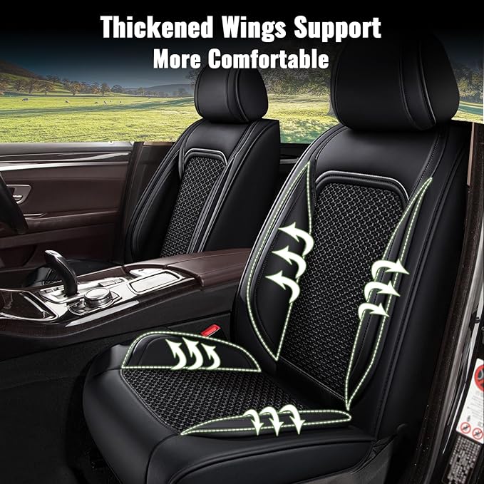 Car Seat Covers Front Seats for Honda CR-V CRV 2015-2025 2026, Breathable Cooling Ice Silk Leather Car Seat Covers, 2 Seats Vehicle Seat Protector Seat Cushion Auto Accessories (Black)