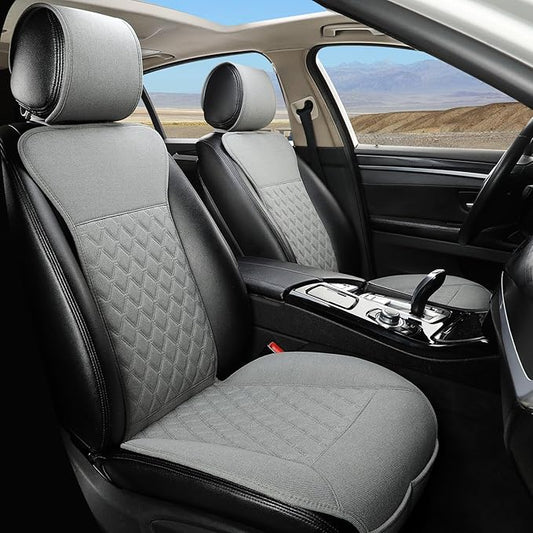West Llama Linen Car Seat Covers-Breathable & Soft-Front Car Seat Protector Universal Fit 90% Cars,SUVs,Trucks,Diamond Pattern-1Pair,Gray