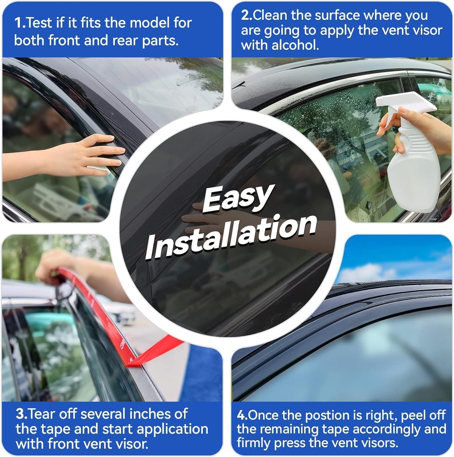 Window Visors Rain Guards for 2018 2019 2020 2021 2022 2023 2024 Nissan Kicks, Out-Channel Window Vent Wind Deflectors Visors Shades for 18-24 Kicks