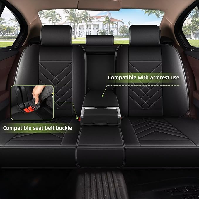 AOMSAZTO Car Seat Covers Fit for Toyota Highlander 2017-2026: Full Set Waterproof Faux Leather Automotive Seat Covers Vehicle Seat Cushion Protector Car Interior Covers(5 Seats Black)