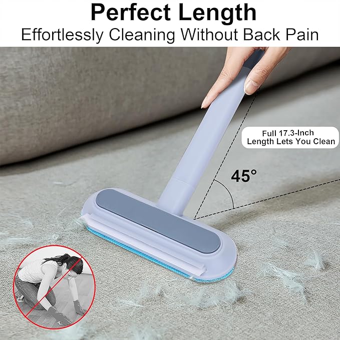 Pet Hair Remover for Furniture, 17.3Inch, Reusable Lint Brush for Dog and Cat Hair - Multifunctional Fur Removal Tool, Gentle on Couches, Carpets, Car Seat, Clothes, Bedding