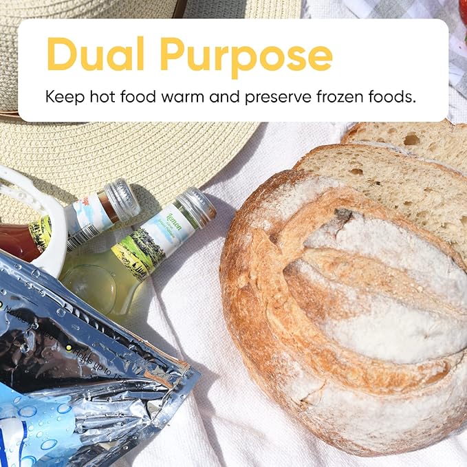 Superio Hot and Cold Insulated Bags for Food Delivery, Grocery Shopping Bags, Food Storage for Hot and Frozen Food for Travel, Disposable Cooler Bag, Reinforced Thermal Lunch Bag (5, 13"x5.5"x8.5")