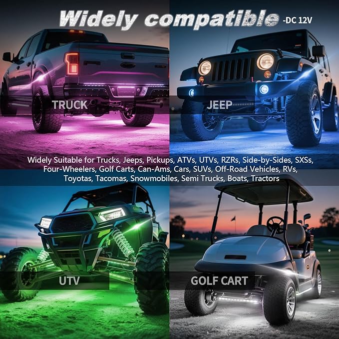 20Pods Heavy Duty Aluminum RGBW LED Rock Lights Kit for Trucks Pickup Dually Truck Off-Road, APP/RF Remote, Plug and Play&Pre Wired, IP67 Waterproof Multicolor Dual Zone 12V Underglow Accent Lights