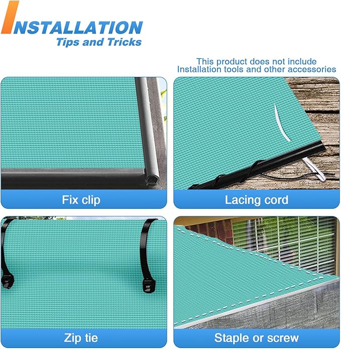 TANG Sun Shade Fabric Roll 8'x74' Shade Cloth for Garden Turquoise Green HDPE Mesh Shading Pergola Cover Replacement Canopy, 95% Blockage Sunshades for Outdoor Patio Backyard Plant
