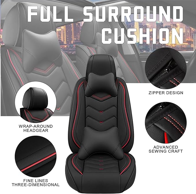 CTDS Car Seat Covers for Nissan Pathfinder 2000-2026, Stylish Sport Seat Cover, Premium Nappa Leather Car Seat Cover. Automobile Seat Covers Sets.(Luxury 5 Seats/Black)