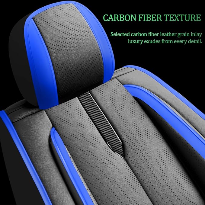 Fit Forester Car Seat Covers for Subaru Forester 2007-2024 2025 2026 -Upgraded Premium Waterproof & Breathable Leather,Airbag Compatible,All-Weather Seat Cushion Protector,Full Set,Black-Blue
