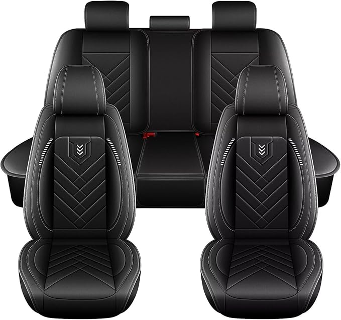 AOMSAZTO Car Seat Covers Fit for Hyundai Tucson 2005-2026 Premium Front Seat Covers Waterproof Leather Automotive Seat Covers Compatible with Airbag (2 Seats,Black)