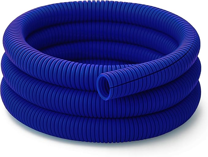 Electriduct Split Wire Loom Tubing Polyethylene Corrugated Flexible Conduit - 1/4" Nominal Size - 100 Feet - Blue