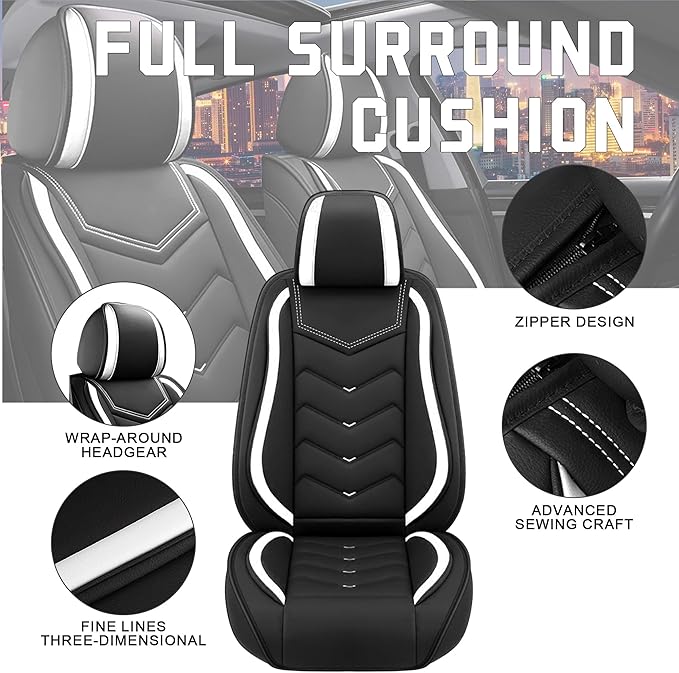 CTDS Car Seat Covers for Mazda CX-5 CX-3 CX-7 CX-9 CX-50 CX-30 CX-70 CX-90 2007-2026, Stylish Sport Seat Cover, Premium Nappa Leather Car Seat Cover.(Standard 5 Seats/Black White)