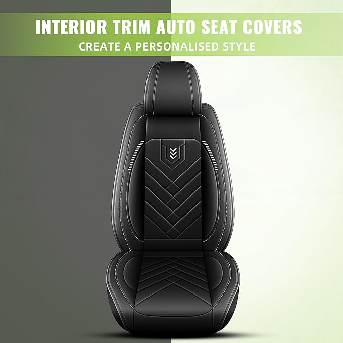 AOMSAZTO Car Seat Cover for Chevrolet Chevy Equinox 2007-2025 2026 Front Set, Leather Car Seat Protector Waterproof, Non Slip Car Seat Cushion, Interior Seat Covers Automotive Accessories - Black