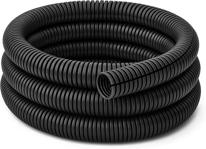 Electriduct Split Wire Loom Tubing Polyethylene Corrugated Flexible Conduit - 1.5" Nominal Size - 150 Feet - Black