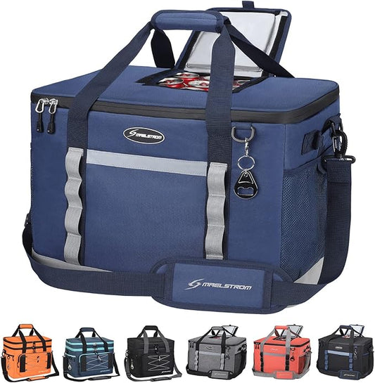 Maelstrom Collapsible Soft Cooler Bag,35/55/75 Cans Beach Cooler with Flip Top Lid, Ice Chest, Leakproof & Portable for Beach, Camping, Road Trips & Grocery Shopping