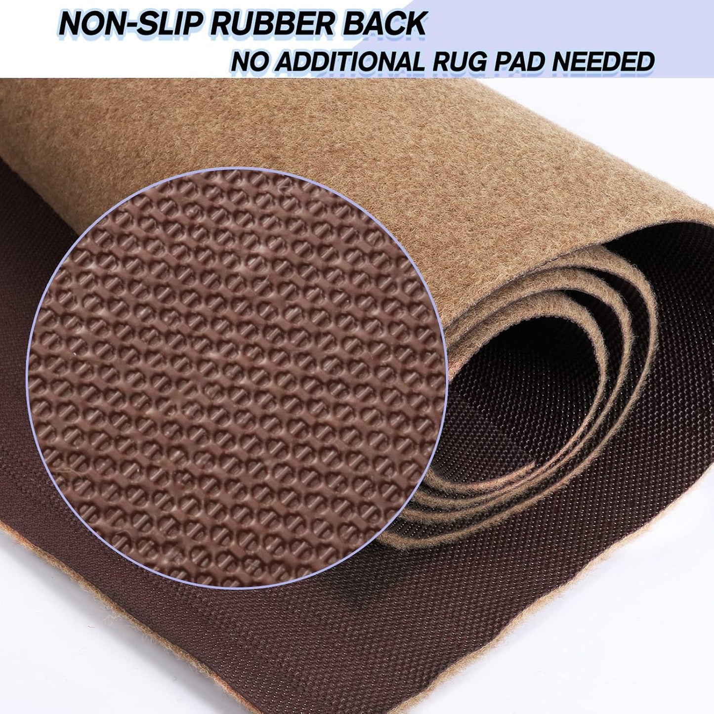 Custom Size Backed Non-Slip Area Rugs Runner, Easy Clean, Waterproof Runner Rugs for Hallway Entryway, Kitchen, Laundry, 3FT x 9FT, Beige