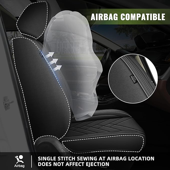 AOMSAZTO Car Seat Cover for Chevrolet Chevy Traverse 2018-2026 Front Set: Waterproof Faux Leather Car Seat Protector from Scratches - Interior Seat Covers Decoration Refresh Accessories - Black