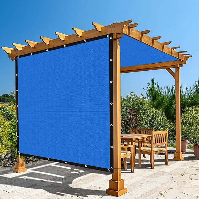 Amagenix 90% Pergola Shade Cover 8' X 13' Sun Shade Cloth with Grommets for Outdoor Garden Patio Porch, Commercial Grade 200 GSM - Cable Zip Ties Included (We Customized) GN108, Blue