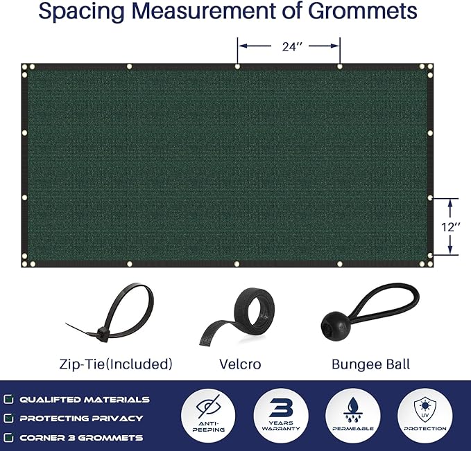 Windscreen4less Privacy Fence Screen Heavy Duty Windscreen Fencing Mesh Fabric Shade Net Cover for Outdoor Wall Garden Yard Pool Deck, 8'x227' Green