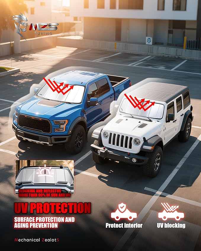 MZS Windshield Sun Shade Compatible with Maxima 2009-2014, Foldable Truck Sun Shade Shield with Storage Pouch, Front Window Visor Sunshade Accessories for Interior Protector