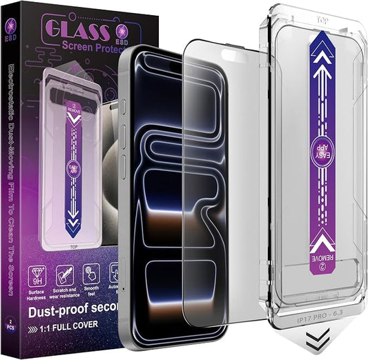 Matte Screen Protector for iPhone 17 Pro 6.3-Inch, Auto Dust Removal, 9H