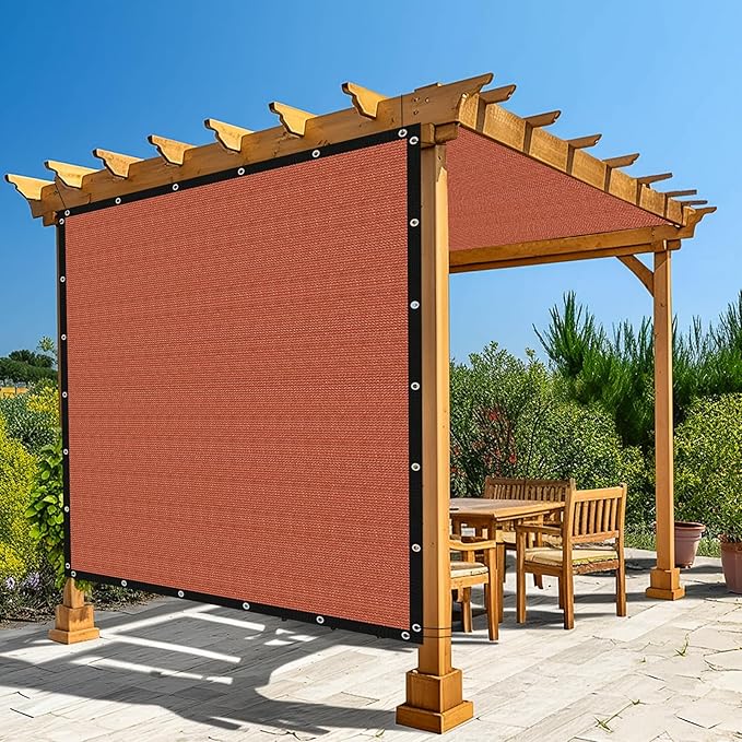 Amagenix 90% Pergola Shade Cover 4' X 15' Sun Shade Cloth with Grommets for Outdoor Garden Patio Porch, Commercial Grade 200 GSM - Cable Zip Ties Included (We Customized) GN108, Rust Red