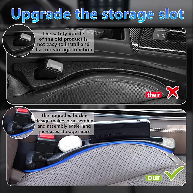 【Compatible with Kia K4 K5】 Seat Gap Filler,No Drop Seat Guard Compatible with Kia K4 K5,Drop Seat Guards for Cars(2Pcs),Emergency Keychain Car Escape Tool(2Pcs)