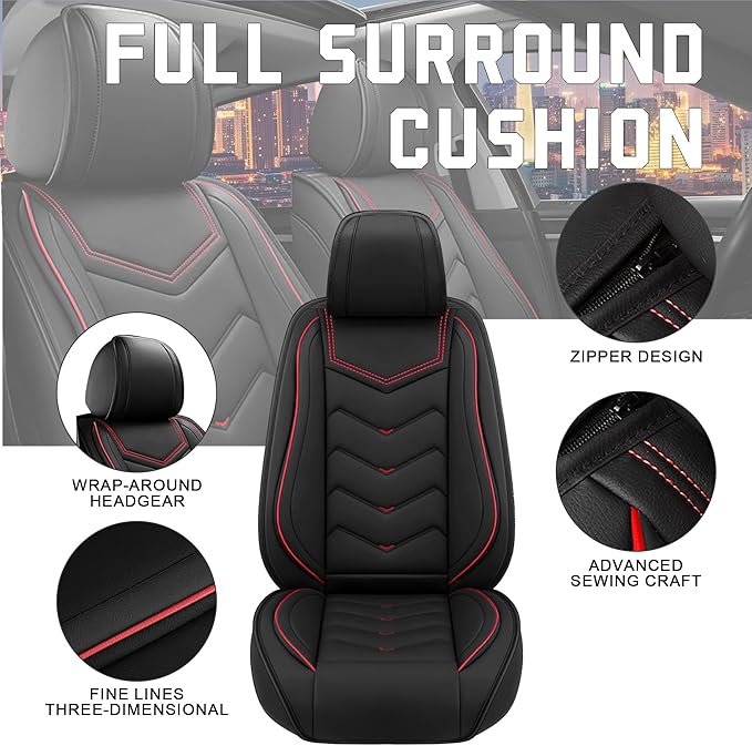 CTDS Car Seat Covers for Toyota Corolla 2000-2026, Stylish Sport Seat Cover, Premium Nappa Leather Car Seat Cover. Automobile Seat Covers Sets.(Standard 2 Seats/Black)