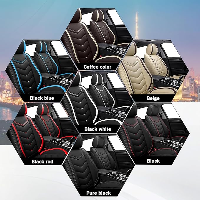 CTDS Car Seat Covers for Ford F-150 2000-2026, Stylish Sport Seat Cover, Premium Nappa Leather Car Seat Cover. Automobile Seat Covers Sets.(Standard 2 Seats/Black White)