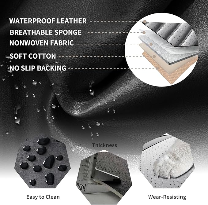 Car Seat Covers Full Set Fit for Toyota Camry 2001-2026, Premium Faux Leather Car Seat Protector,Breathable Anti-Slip Full Wrapping Edge Seat Covers(Black&Gray,Full Set)