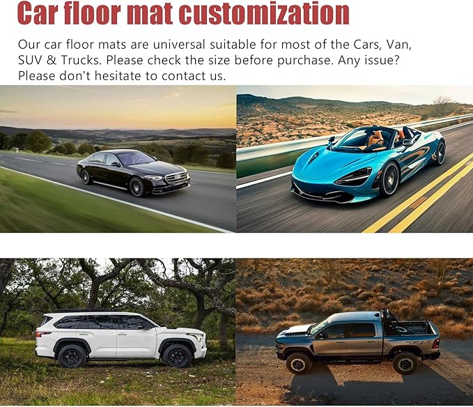 Custom Personalized Floor Mats for Cars，Luxury Full Coverage All Weather Car Floor Mats，Anti-Slip Leather Car Mat Set ，Custom Floor Mats for 99% of Cars, Trucks & SUVs (White)